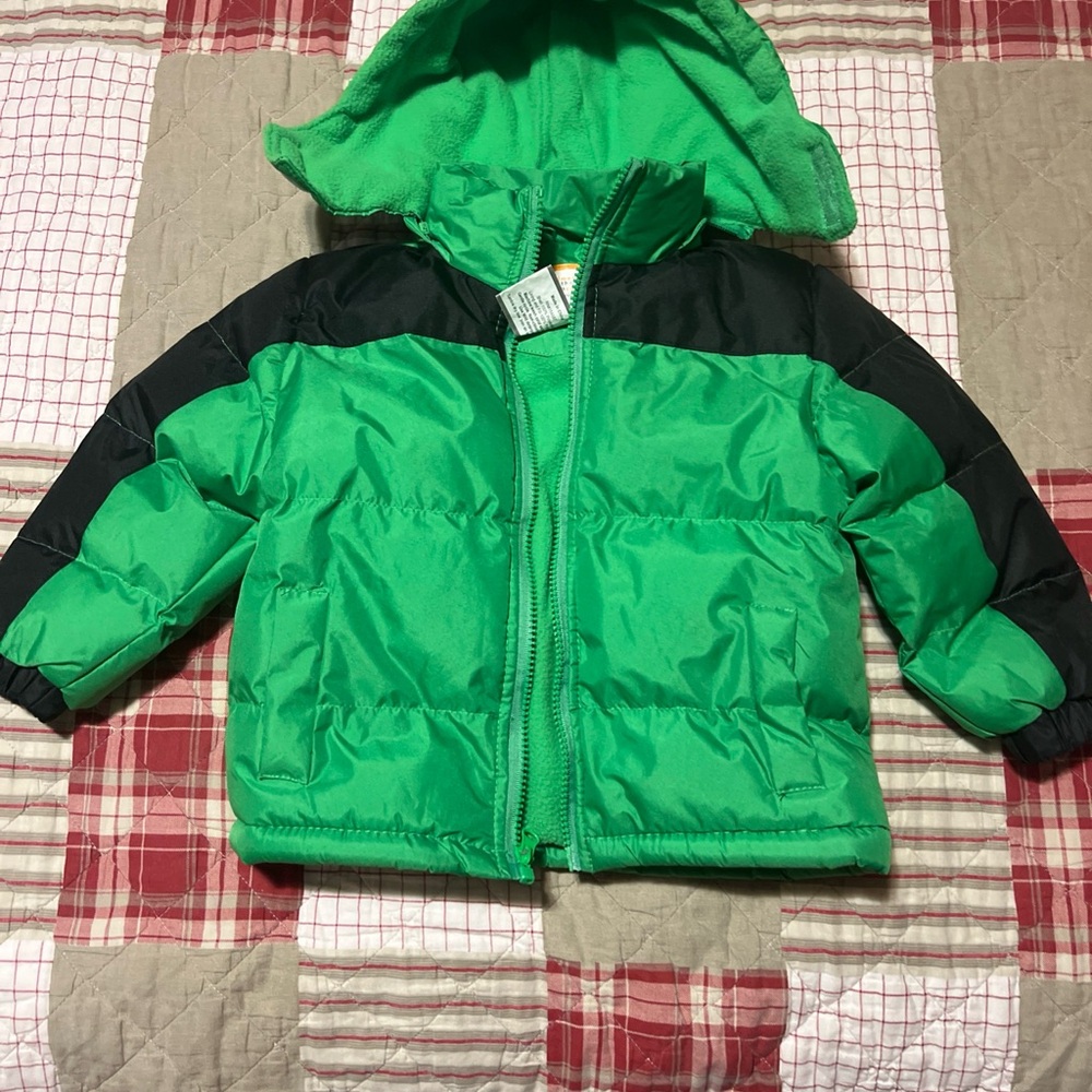 Operation Warm Kids Green & Black Puffer Jacket Sz 3T
